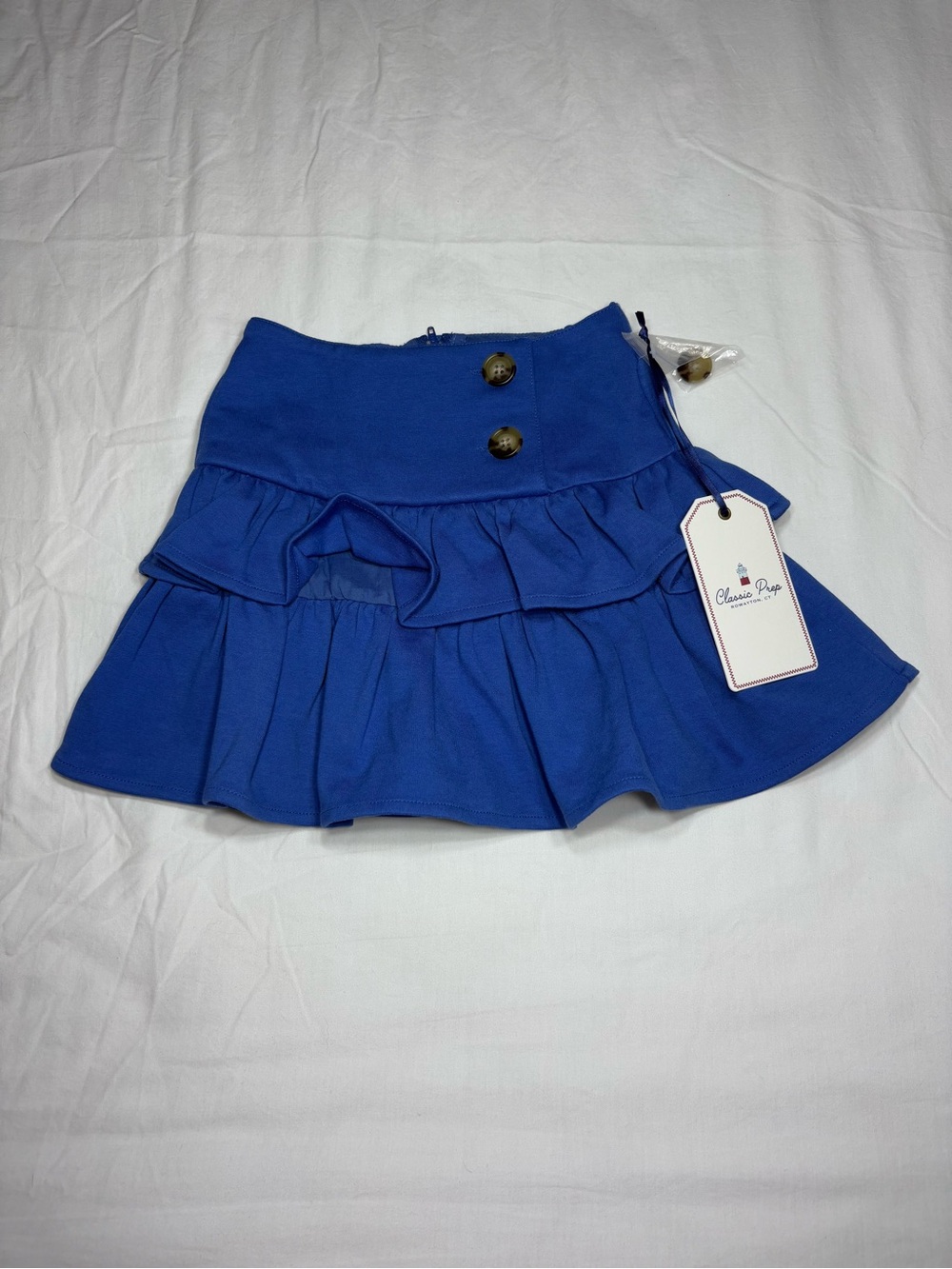 Classic Prep Cobalt Blue Ruffle Tiered Mini Skirt